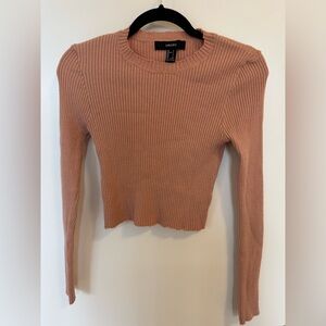 Forever 21 Ribbed Crop Top - Brown/Tan